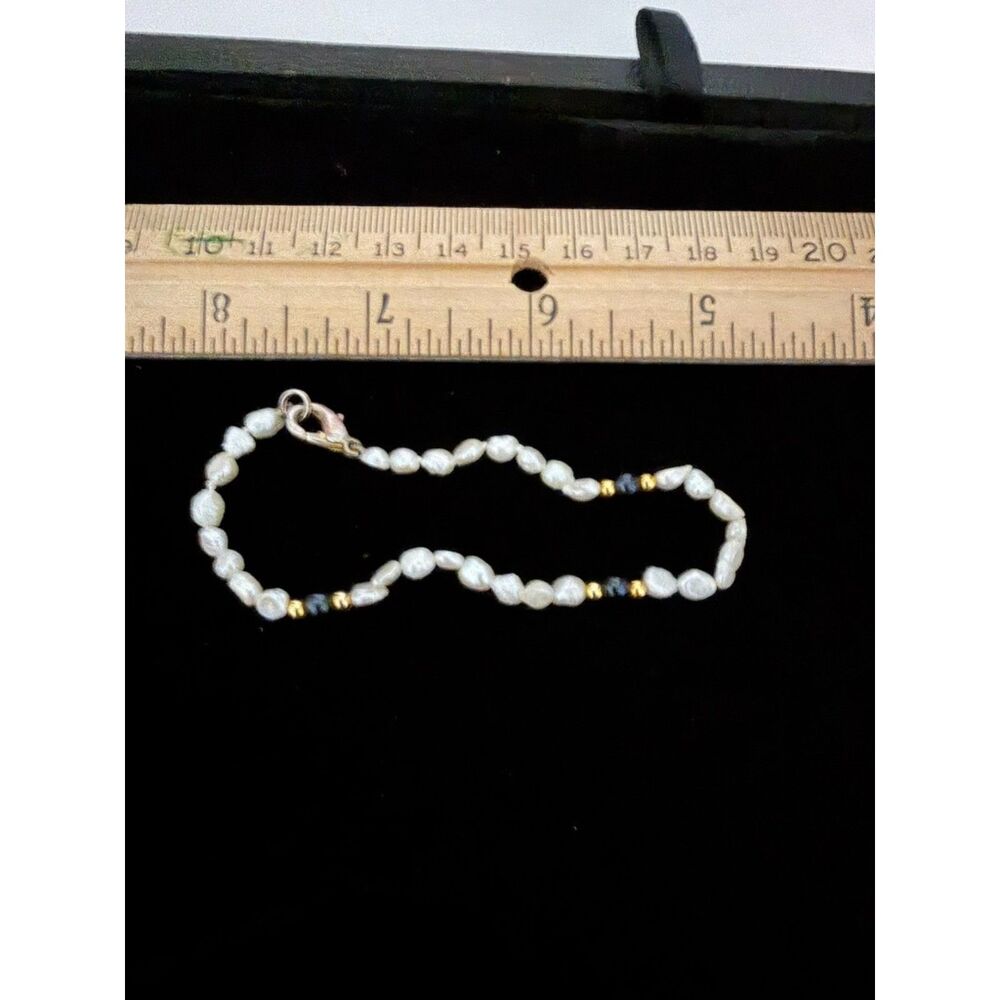 freshwater pearl and metal ball bracelet